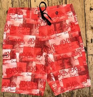 Chip and Pepper Wet Wear Men’s Size 28 Red Logo Cargo Board Swim Shorts